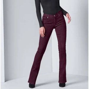 Black velvet stripe pants